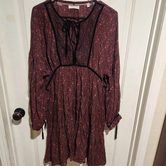 DOEN Azalea Floral Long Sleeve Dress Boho Festival Cottagecore Large